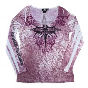 🔥 Harley-Davidson Women's Long Sleeve Graphic Top - Size XL - Made in USA 🔥